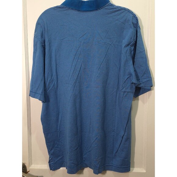Callaway Collection Blue Striped Golf Polo Shirt Large Egyptian Cotton - Picture 7 of 8